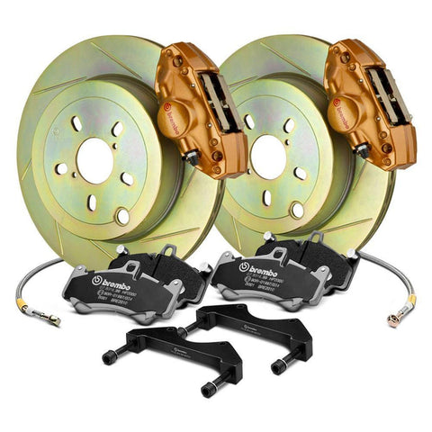 Brembo OE Gold Slotted Brake Kit Rear 2015-2021 WRX w/ Manual Parking Brake