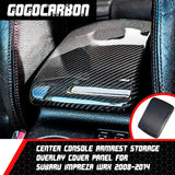 GOGOCARBON Center Console Armrest Storage Overlay Cover Panel for Subaru WRX 2008-2014 I Dry Carbon Fiber I Lightweight Strong with UV-Resistant Clear Coating I Perfect for an Aggressive Updated Look