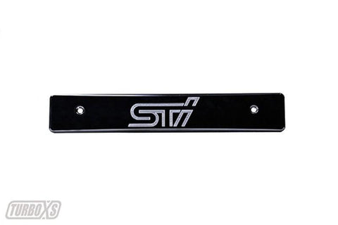 TurboXS 08-14 Subaru WRX/STi Billet Aluminum License Plate Delete Black Machined STi Logo