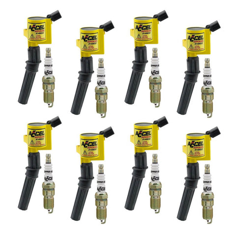 ACCEL Ignition Upgrade Kit- 1998-2008 Ford 4.6L/5.4L/6.8L 2-valve egines, yellow, 8-pack