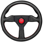 MOMO MCL35AL3B - 3-Spoke Monte Carlo Series Alcantara Leather Steering Wheel with Red Stitch