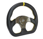 FLAT BOTTOM CARBON FIBER CENTER LEATHER STEERING WHEEL