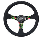 350MM DEEP DISH STEERING WHEEL SUEDE SOLID SPOKE