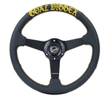 350MM FLAT STEERING WHEEL LEATHER