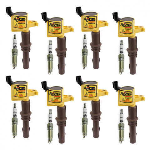 ACCEL Ignition Upgrade Kit- 2008-2014 Ford 4.6L/5.4L/6.8L 3-valve egines, yellow, 8-pack