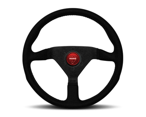 MOMO 3-Spoke Monte Carlo Series Alcantara Leather Steering Wheel with Red Stitch