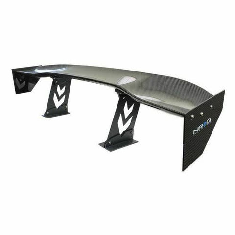 Carbon Fiber Spoiler - Universal (59") w / NRG arrow cut out stands and NRG logo large end plates