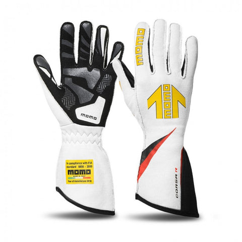 Momo Corsa R White Racing Gloves Size 8