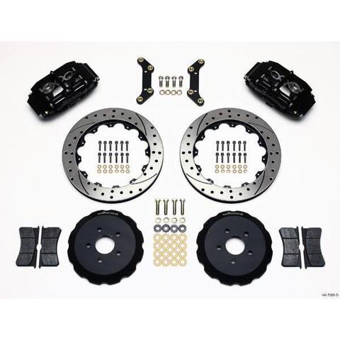 Wilwood W6A Black Slotted & Drilled Big Brake Front Brake Kit 2002-2014 Subaru WRX w/ 18-in Wheels